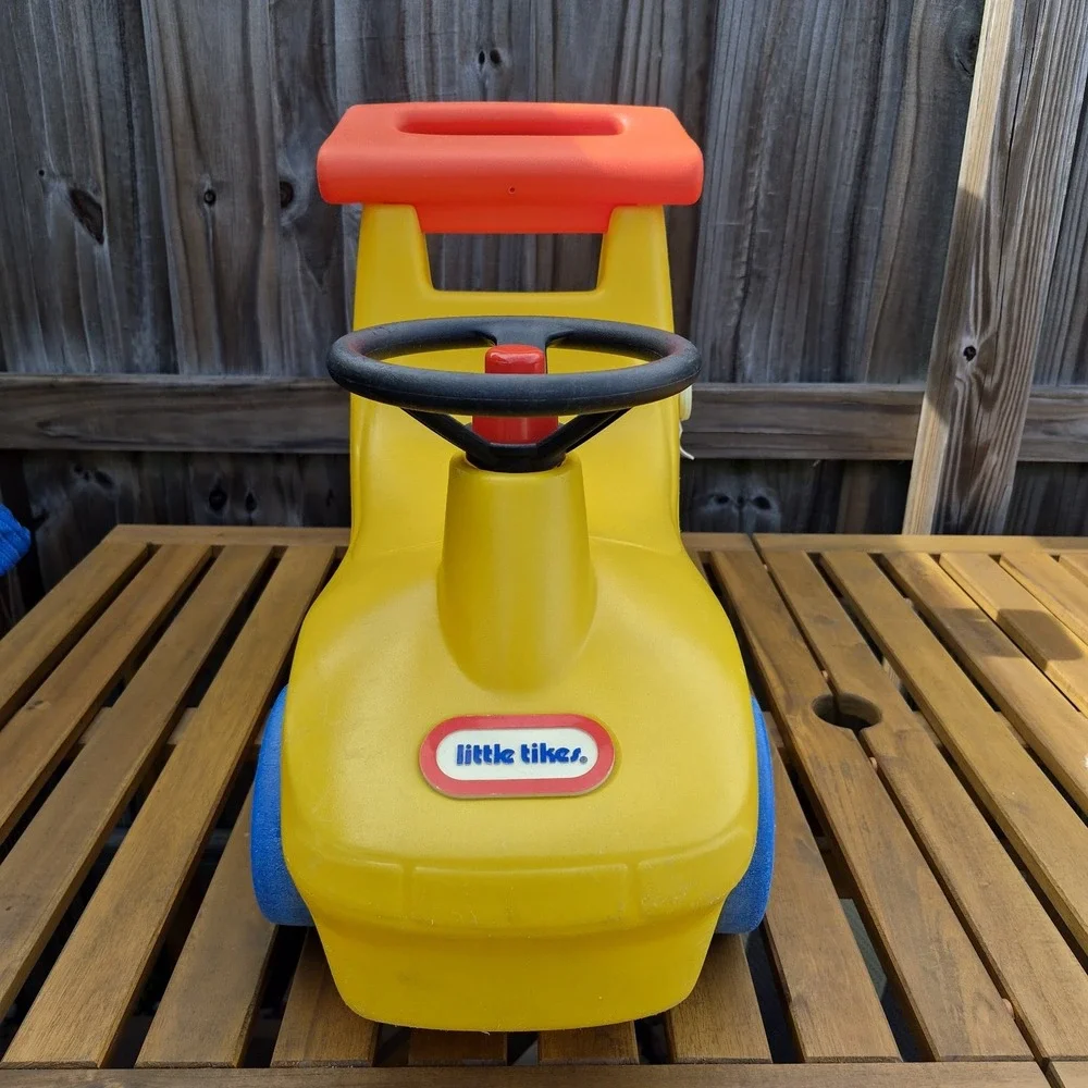 Vintage  Little Tikes yellow race‎ car Ride On Push Toy Roadster Made In USA